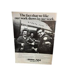 1975 Pan Am Airlines Mechanic Like Our Work Original Print Ad Vintage 70s